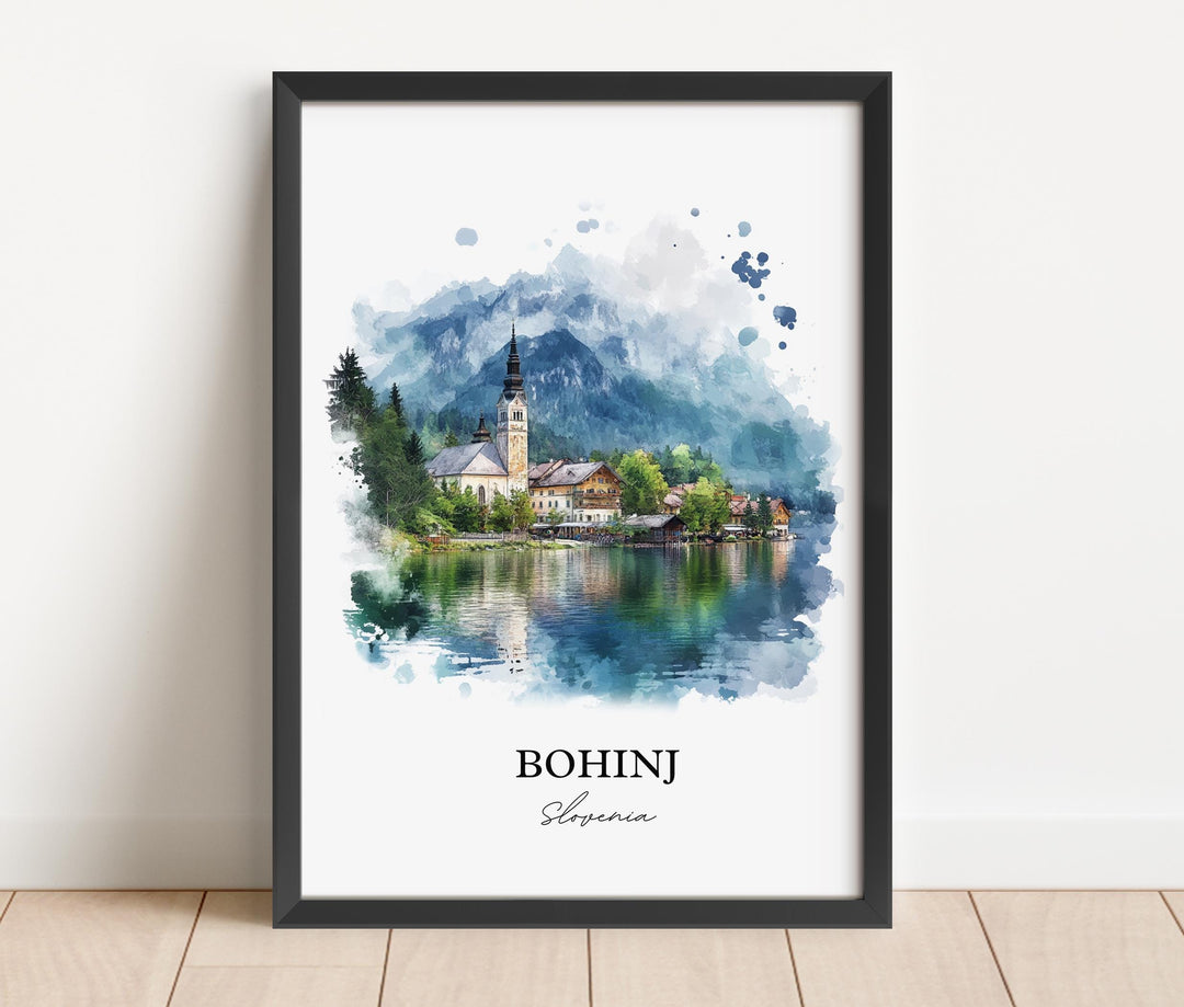 Bohinj Wall Art, Upper Carniola Region Print, Slovenia Watercolor Art, Bohinj Slovenia Gift, Travel Print, Travel Poster, Housewarming Gift
