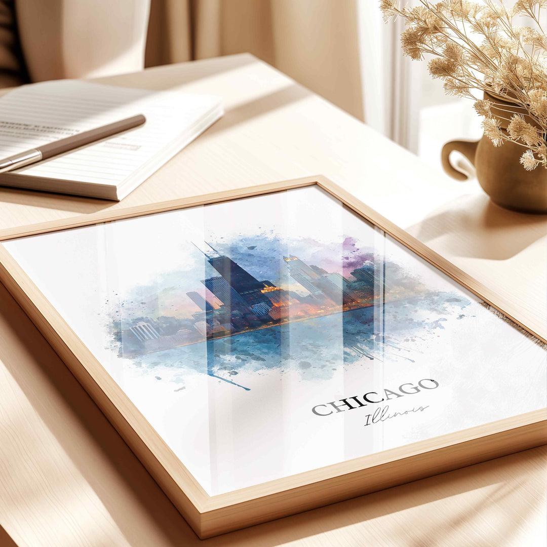 Chicago, IL – Watercolor Art Print