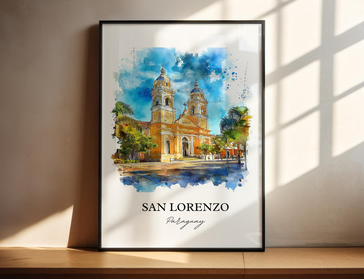 San Lorenzo, Paraguay – Watercolor Art Print