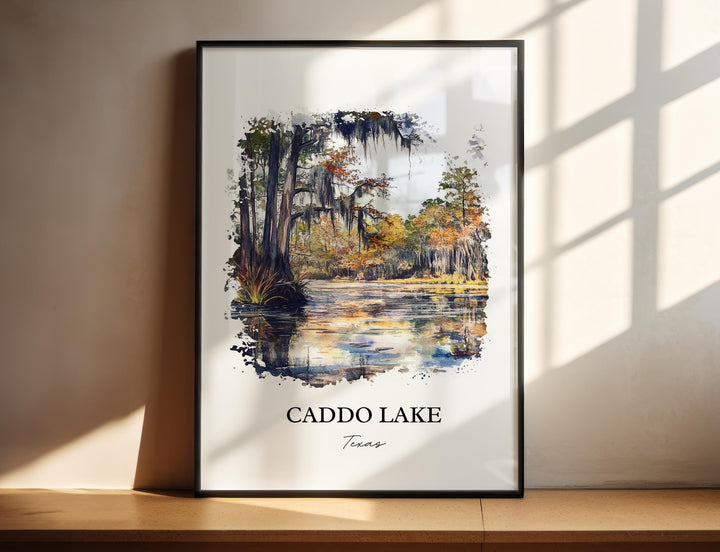 Caddo Lake Wall Art, Caddo Lake Print, Texas Watercolor Art, Caddo Lake Gift, Travel Print, Travel Poster, Housewarming Gift