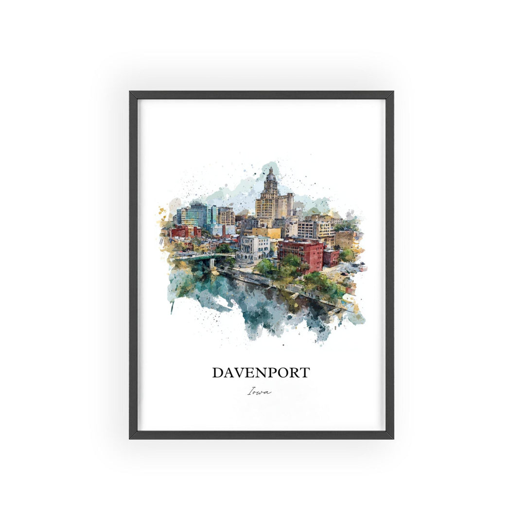 Davenport, Iowa Wall Art, Davenport Print, Iowa Watercolor Art, Davenport Iowa Gift, Travel Print, Travel Poster, Housewarming Gift