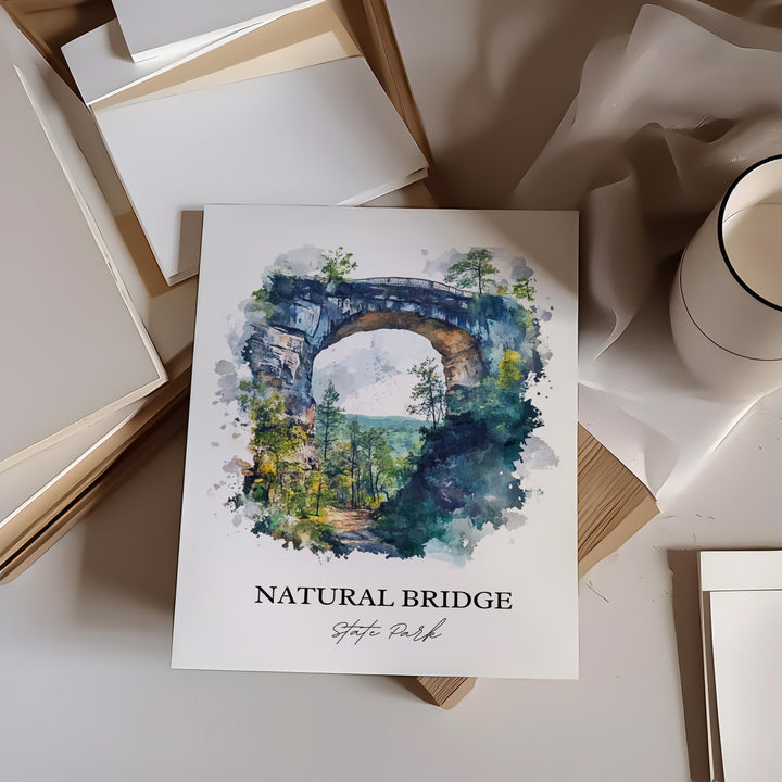 Natural Bridge State Park Art, Natural Bridge Print, Virginia Artwork, Natural Bridge Gift, Travel Print, Travel Poster, Housewarming Gift