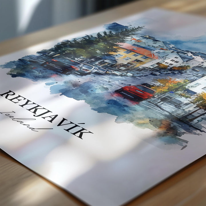 Reykjavik Wall Art, Reykjavik Print, Iceland Watercolor Art, Reykjavik Gift, Travel Print, Travel Poster, Housewarming Gift