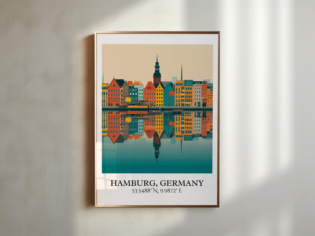 Hamburg Art, Hamburg Germany Retro Travel Art, Germany Home Decor, Germany Gift, Germany Travel Art, Travel Prints, Housewarming Gift