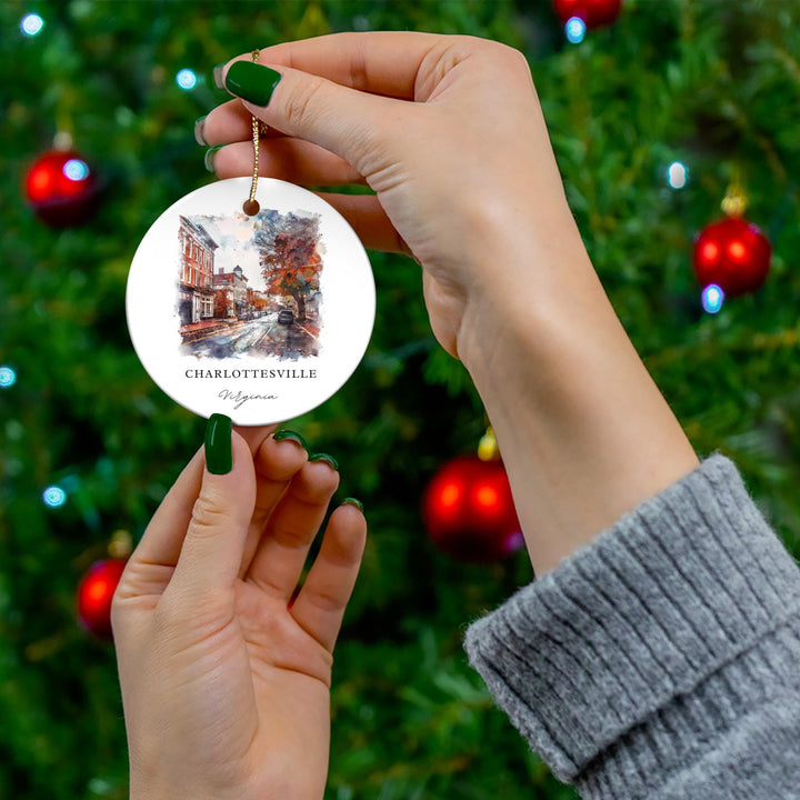 Charlottesville VA Ornament: Unique Charlottesville Souvenir, Charlottesville Xmas Decor, and Authentic Virginia Christmas Gift