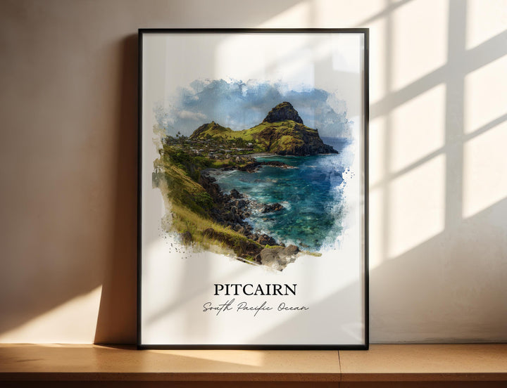 Pitcairn Wall Art, Pitcairn Print, South Pacific Islands Artwork, Pitcairn Gift, Travel Print, Travel Poster, Housewarming Gift