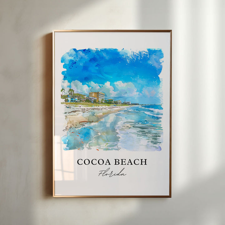 Cocoa Beach FL Wall Art, Cocoa Beach Print, Cocoa Beach Watercolor, Cocoa Beach Gift,