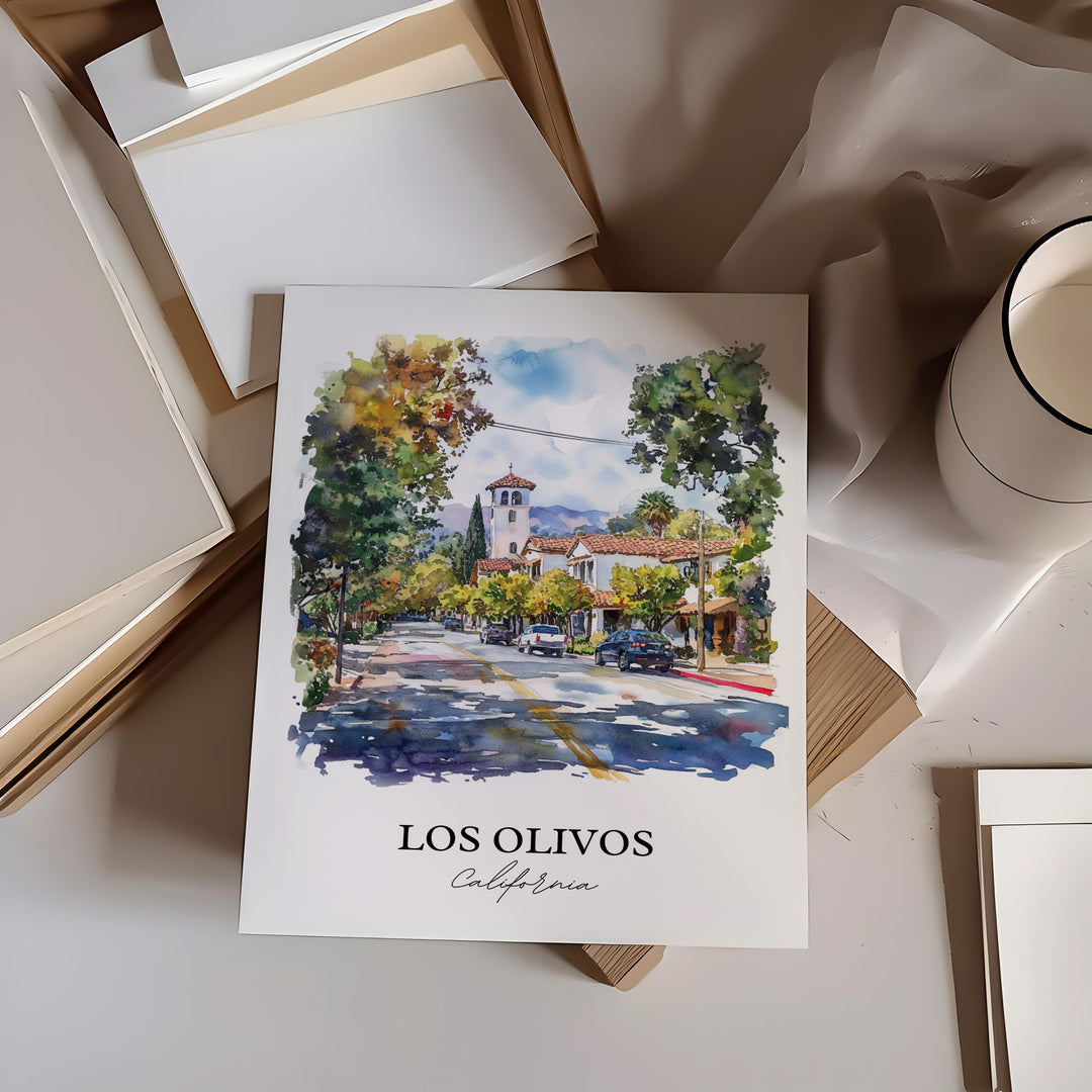 Los Olivos CA Wall Art, Santa Barbara Print, Santa Ynez Valley, Los Olivos California Gift, Travel Print, Travel Poster, Housewarming Gift
