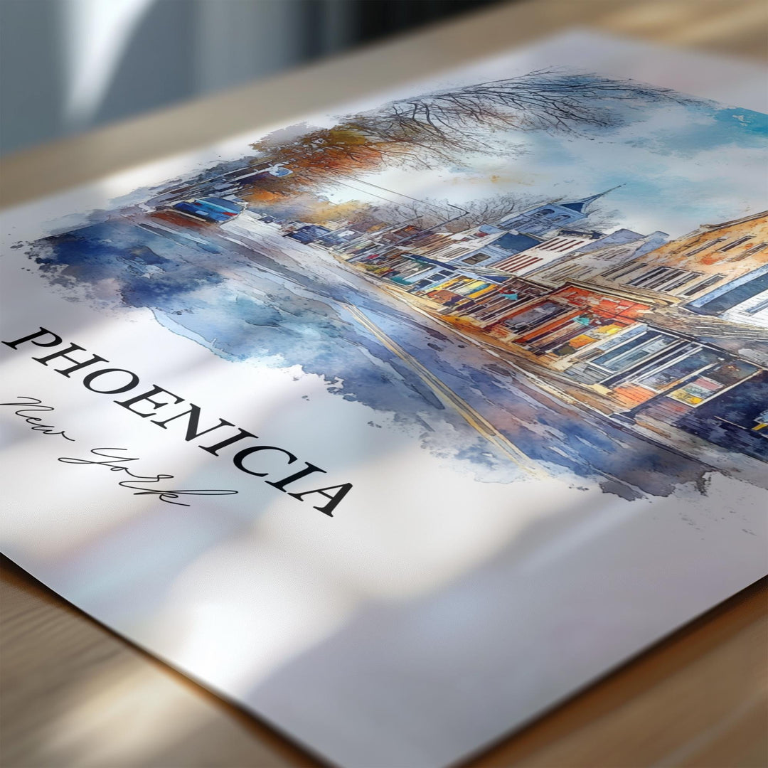 Phoenicia NY Wall Art, Catskills Print, Catskills NY Watercolor Art, Phoenicia New York Gift, Travel Print, Travel Poster, Housewarming Gift
