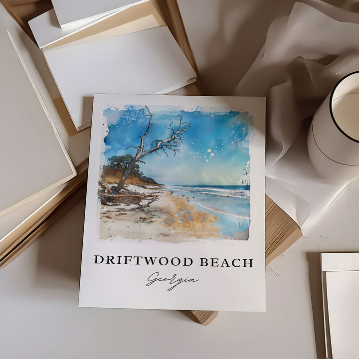Driftwood Beach GA Art, Jekyll Island Print, Driftwood Beach Watercolor, Jekyll Island Gift,