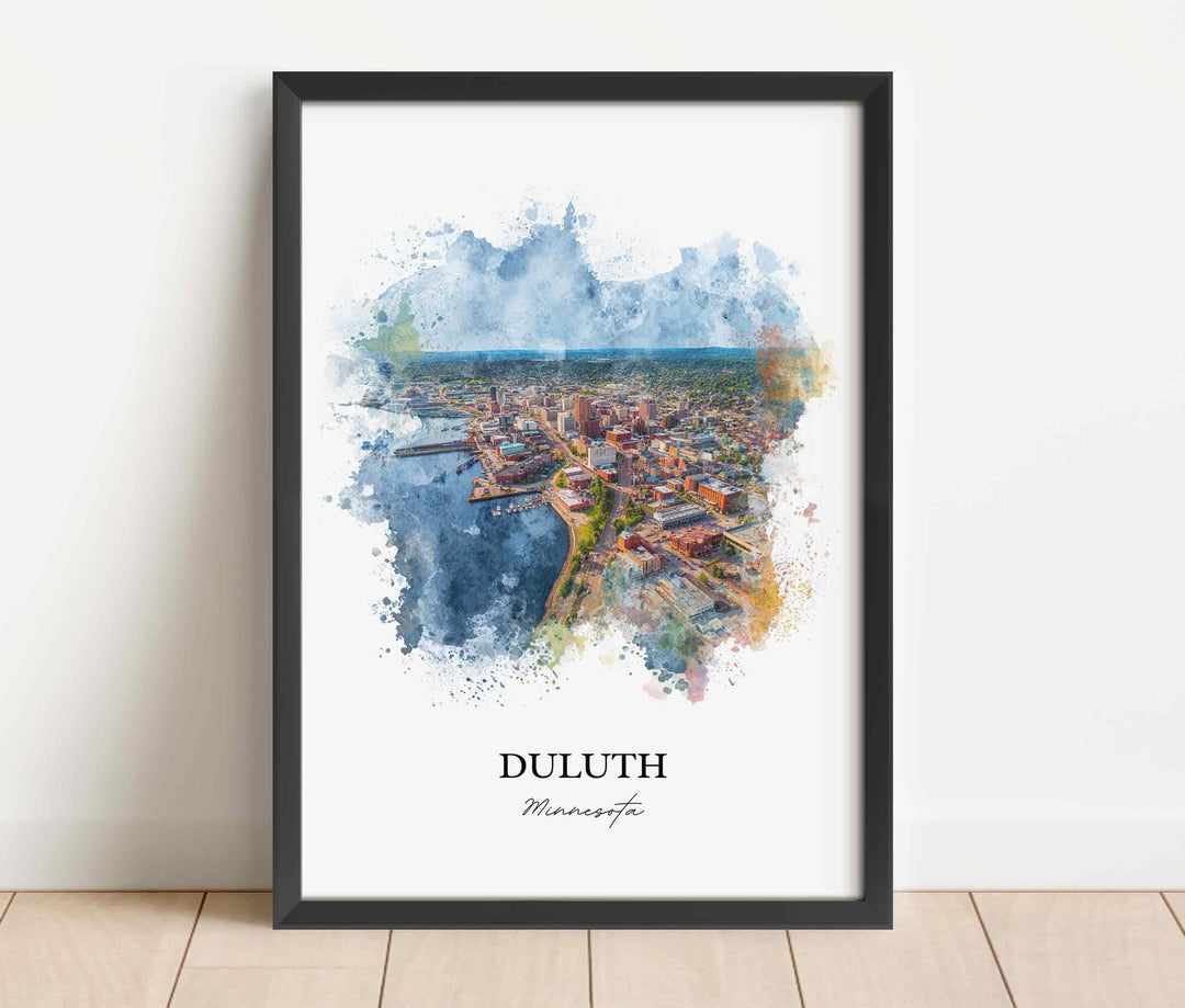 Duluth MN Wall Art, Duluth Print, Minnesota Watercolor Art, Duluth Minnesota Gift, Travel Print, Travel Poster, Housewarming Gift