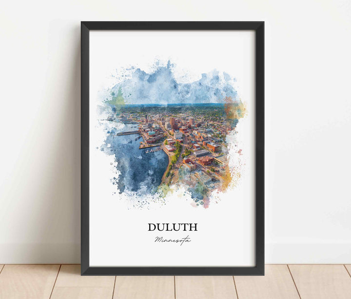 Duluth MN Wall Art, Duluth Print, Minnesota Watercolor Art, Duluth Minnesota Gift, Travel Print, Travel Poster, Housewarming Gift