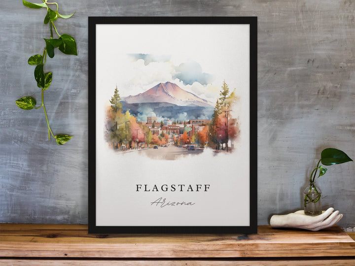 Flagstaff traditional travel art - Arizona, Flagstaff poster, Wedding gift, Birthday present, Custom Text, Personalised Gift