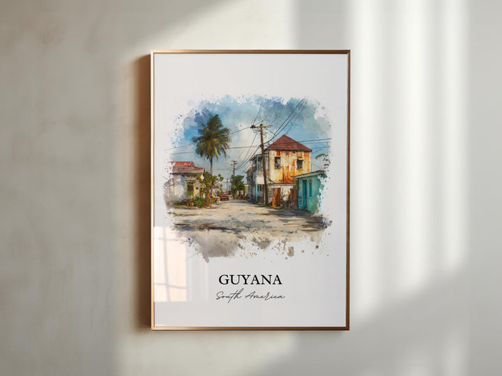 Guyana Wall Art, Guyana Print, Guyana Watercolor Art, Guyana Gift, Travel Print, Travel Poster, Housewarming Gift