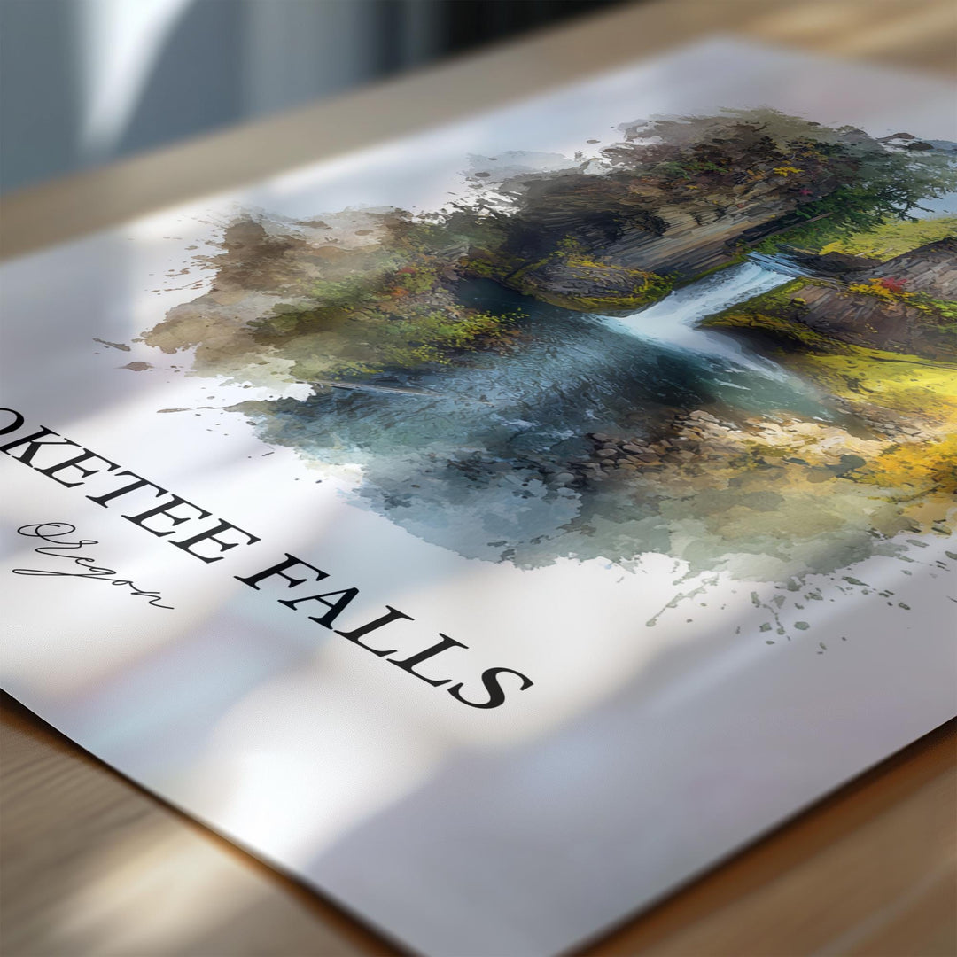 Toketee Falls Wall Art, Idleyld Park Print, Oregon Watercolor Art, Toketee Falls Gift, Travel Print, Travel Poster, Housewarming Gift