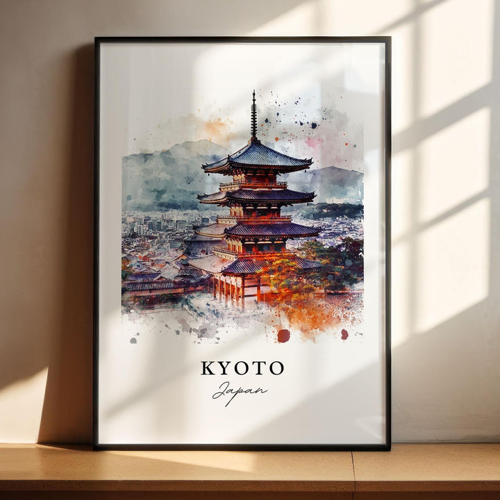 Kyoto Wall Art, Kyoto Japan Print, Kyoto Watercolor Art, Honshu Island Japan Gift,