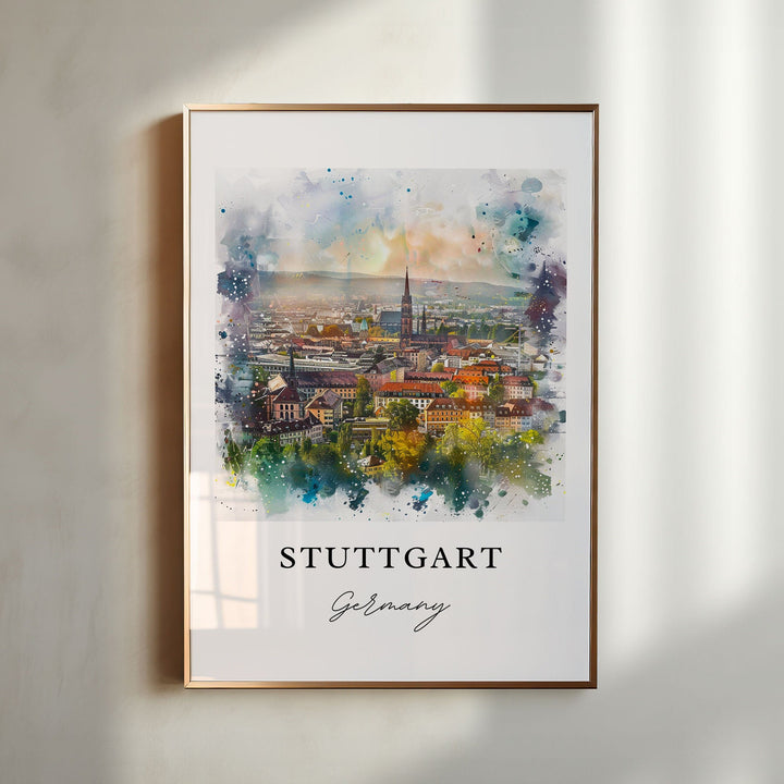 Stuttgart Germany Art, Stadtkreis Print, Stuttgart Watercolor Art, Stuttgart Germany Gift,