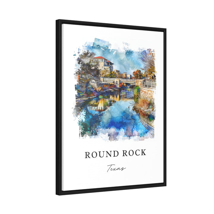 Round Rock TX Wall Art, Round Rock Print, Austin TX Watercolor Art, Round Rock Texas Gift,