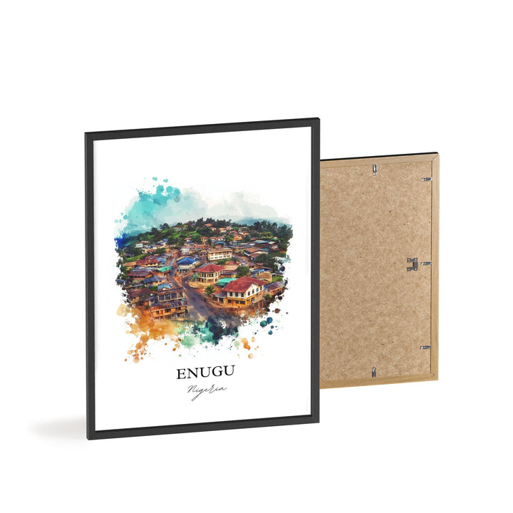 Enugu Nigeria Wall Art, Nigeria Print, Nigeria Watercolor Art, Enugu Nigeria Gift, Travel Print, Travel Poster, Housewarming Gift