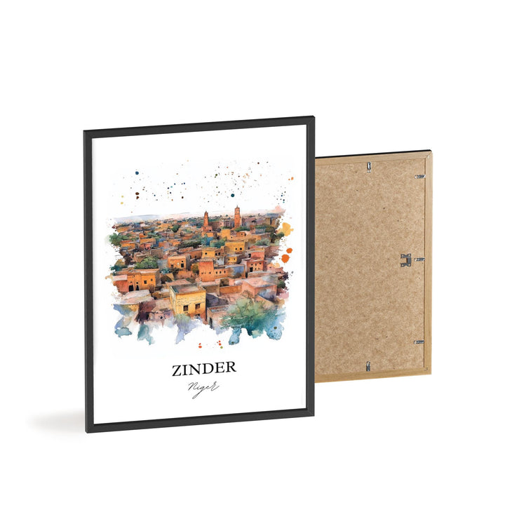 Zinder Niger Wall Art, Niamey Print, Niger Watercolor Art, Zinder Niger Gift, Travel Print, Travel Poster, Housewarming Gift