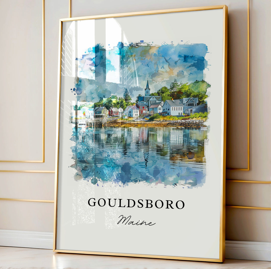 Gouldsboro, ME, Maine – Watercolor Art Print