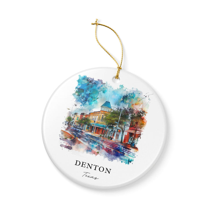 Denton Texas Ornament: Unique Denton TX Souvenir, Denton Texas Xmas Decor, and Authentic Texas Gift