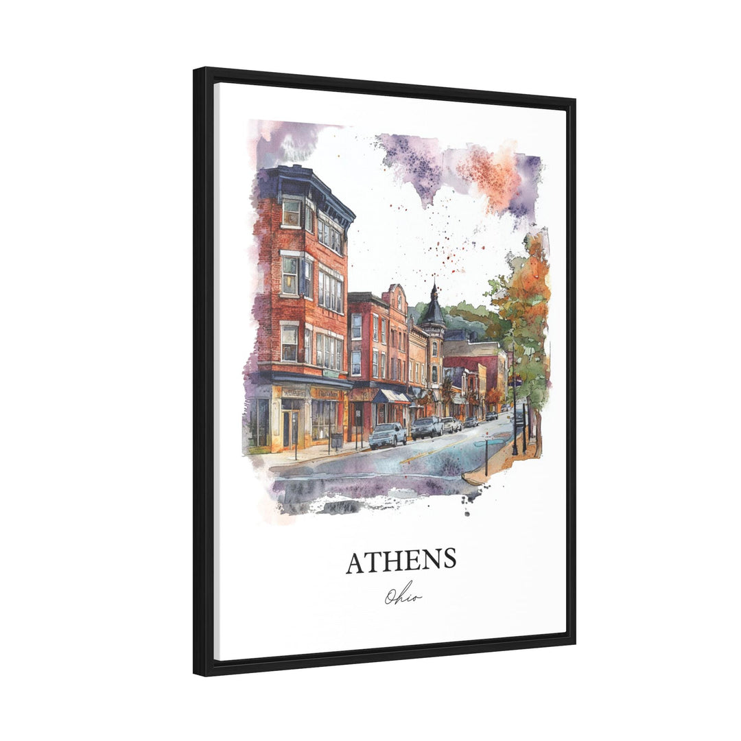 Athens Ohio Wall Art, Parkersburg WV Print, Ohio Watercolor Art, Athens Ohio Gift, Travel Print, Travel Poster, Housewarming Gift