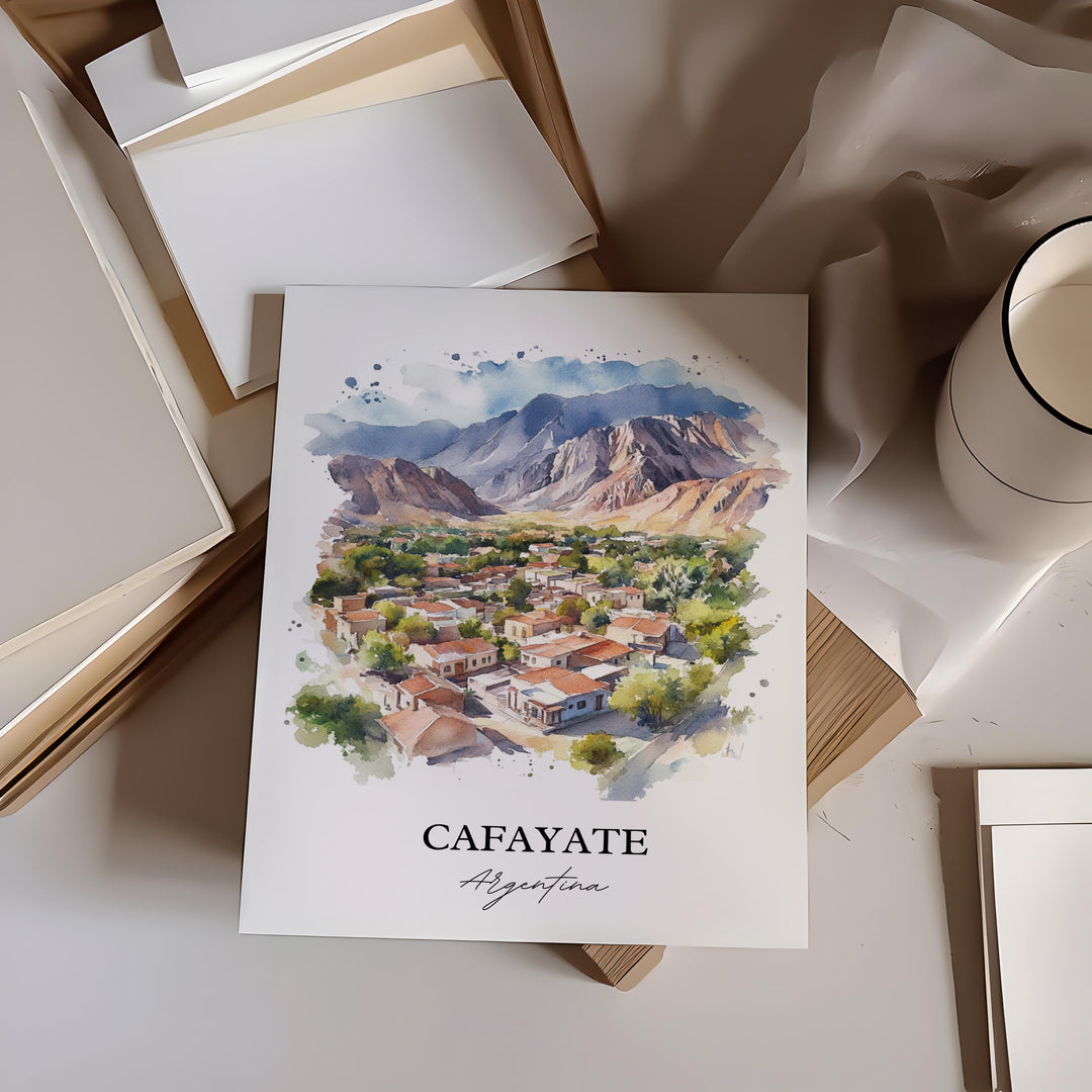 Cafayate Wall Art, Salta Print, Argentina Watercolor Art, Cafayate Argentina Gift, Travel Print, Travel Poster, Housewarming Gift