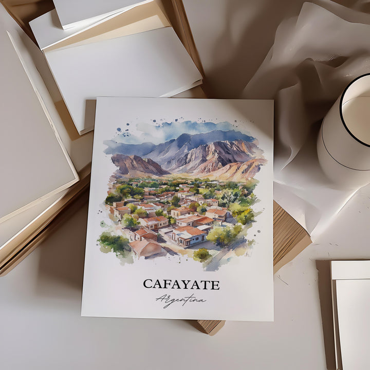 Cafayate Wall Art, Salta Print, Argentina Watercolor Art, Cafayate Argentina Gift, Travel Print, Travel Poster, Housewarming Gift