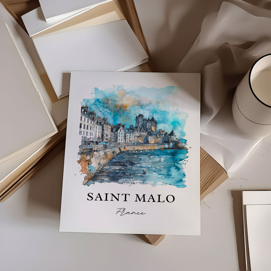 Saint-Malo France Wall Art, Saint Malo Print, Brittany France Watercolor, Saint Malo Gift,