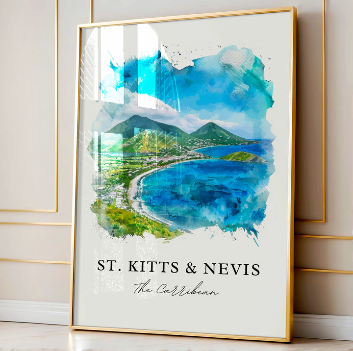 St. Kitts and Nevis Wall Art, St Kitts Print, Nevis Watercolor, St Kitts + Nevis Gift,