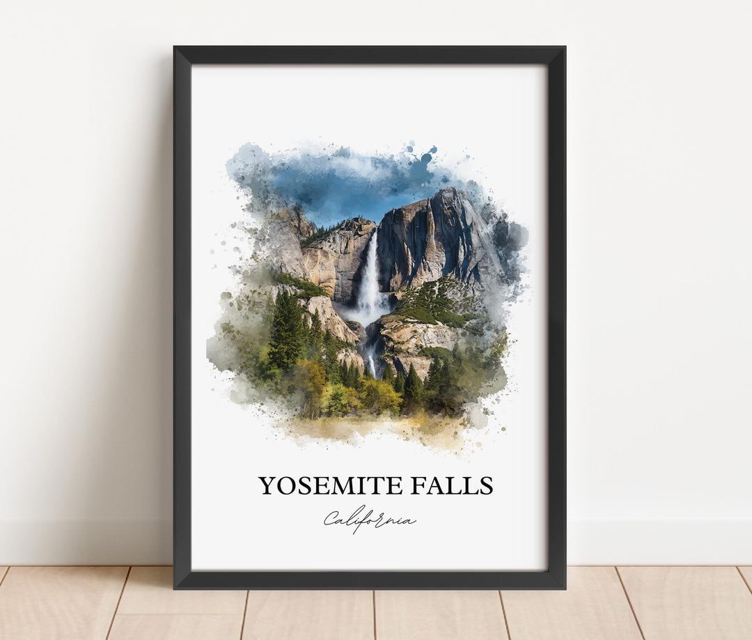 Yosemite Falls Wall Art, Yosemite Print, California Watercolor Art, Yosemite Falls Gift, Travel Print, Travel Poster, Housewarming Gift