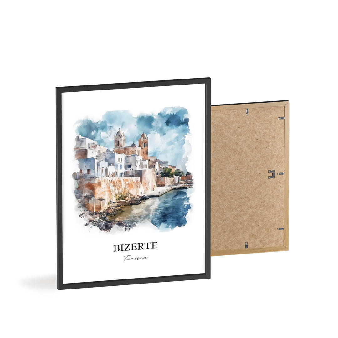 Bizerte Wall Art, Bizerte Tunisia Print, Tunisia Watercolor Art, Tunisia Gift, Travel Print, Travel Poster, Housewarming Gift