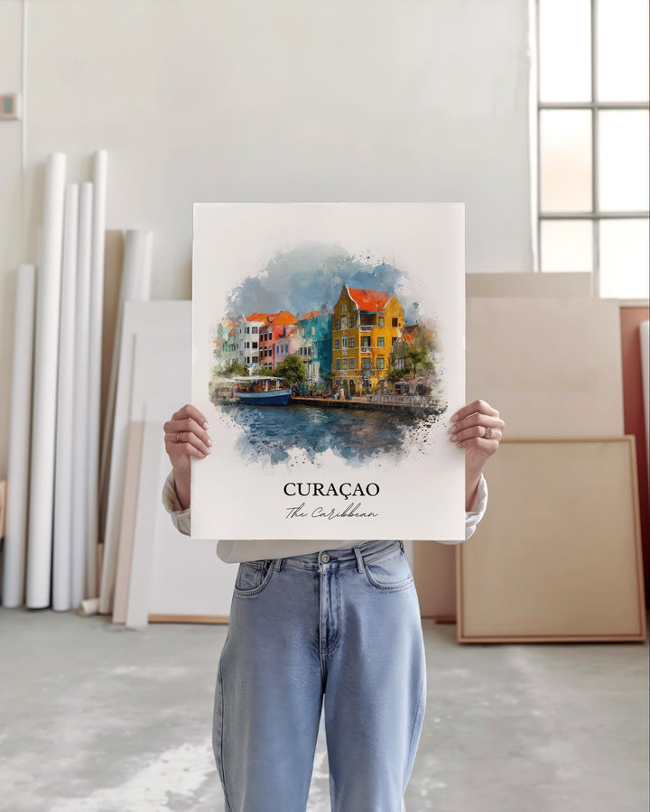 Curaçao Wall Art, Curaçao Print, Curaçao Watercolor, Curaçao Island Gift, Travel Print, Travel Poster, Housewarming Gift