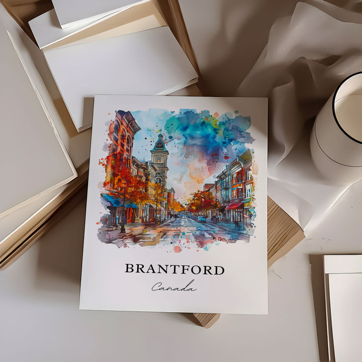 Brantford Wall Art, Brantford Ontario Print, Brantford Watercolor, Brantford Canada Gift, Travel Poster, Housewarming Gift