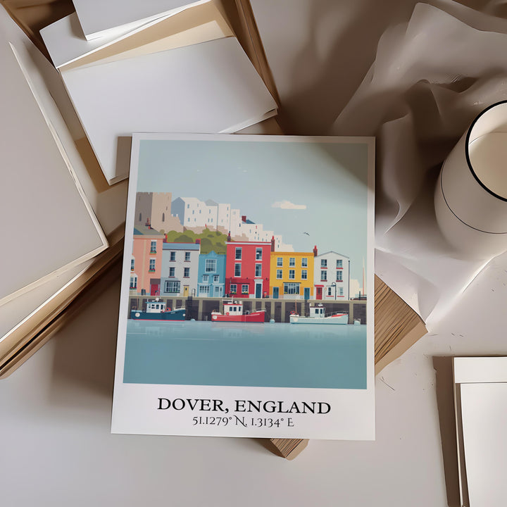 Dover England Art, UK Retro Travel Art, Dover UK Home Decor, Dover England Gift, England Travel Art, Travel Prints, Housewarming Gift