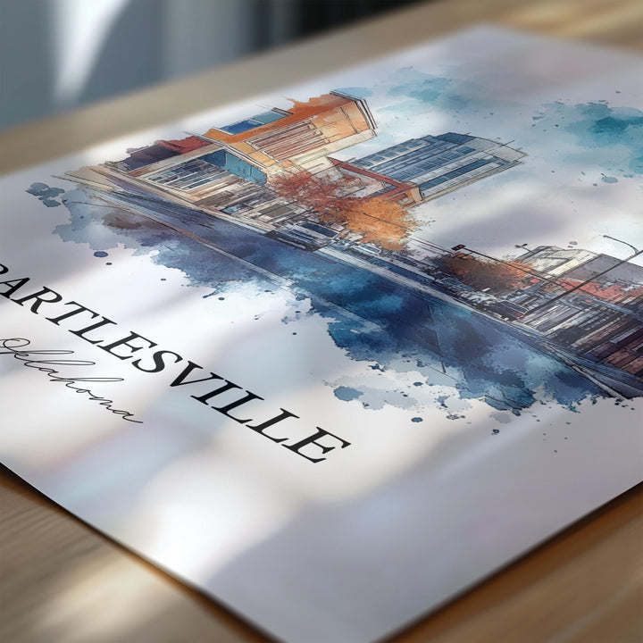 Bartlesville OK Wall Art, Bartlesville Print, Oklahoma Watercolor Art, Osage County OK Gift, Travel Print, Travel Poster, Housewarming Gift