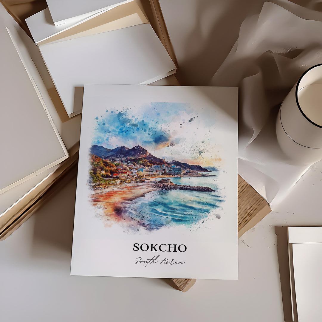 Sokcho-si Wall Art, Sokcho-si Print, South Korea Watercolor Art, Sokcho Gift, Travel Print, Travel Poster, Housewarming Gift