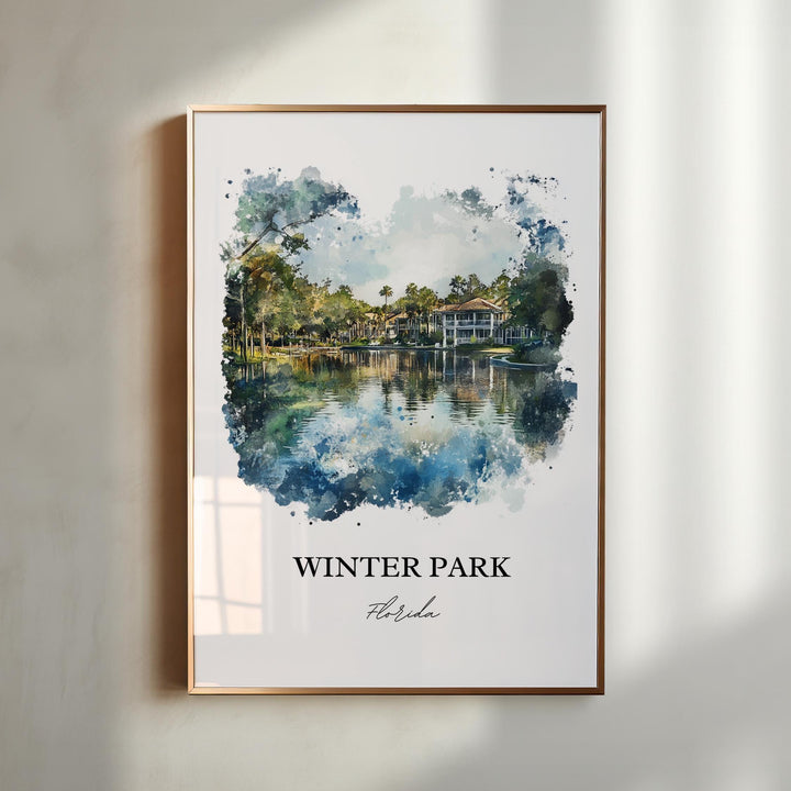 Winter Park FL Wall Art, Orlando Print, Winter Park FL Watercolor Art, Winter Park Gift, Travel Print, Travel Poster, Housewarming Gift