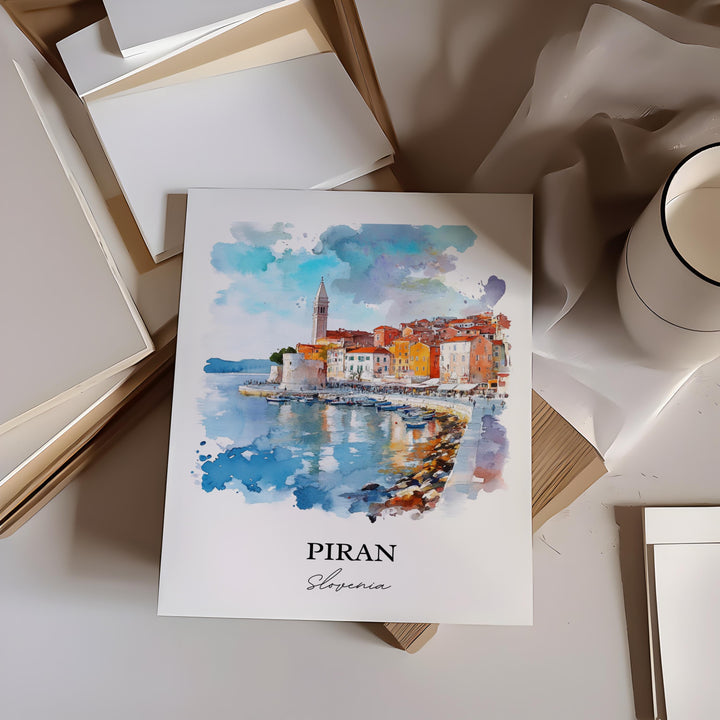 Piran Slovenia Wall Art, Piran Print, Slovenia Watercolor Art, Piran Slovenia Gift, Travel Print, Travel Poster, Housewarming Gift