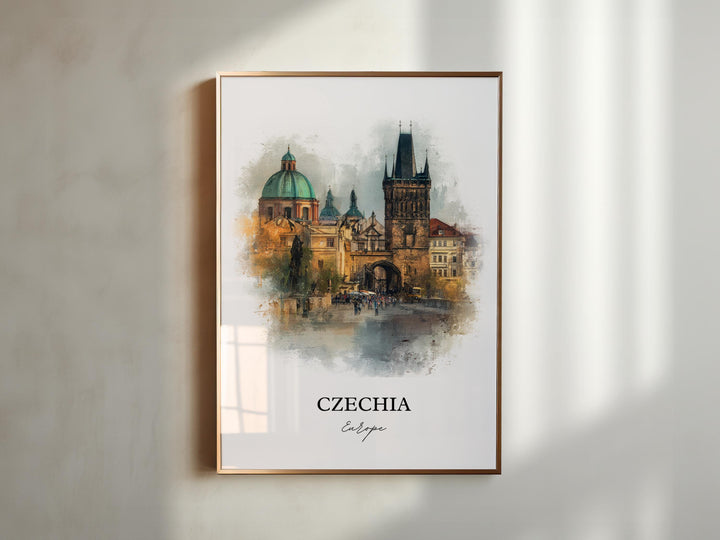 Czechia Wall Art, Czechia Print, Prague Watercolor Art, Czech Republic Gift, Travel Print, Travel Poster, Housewarming Gift