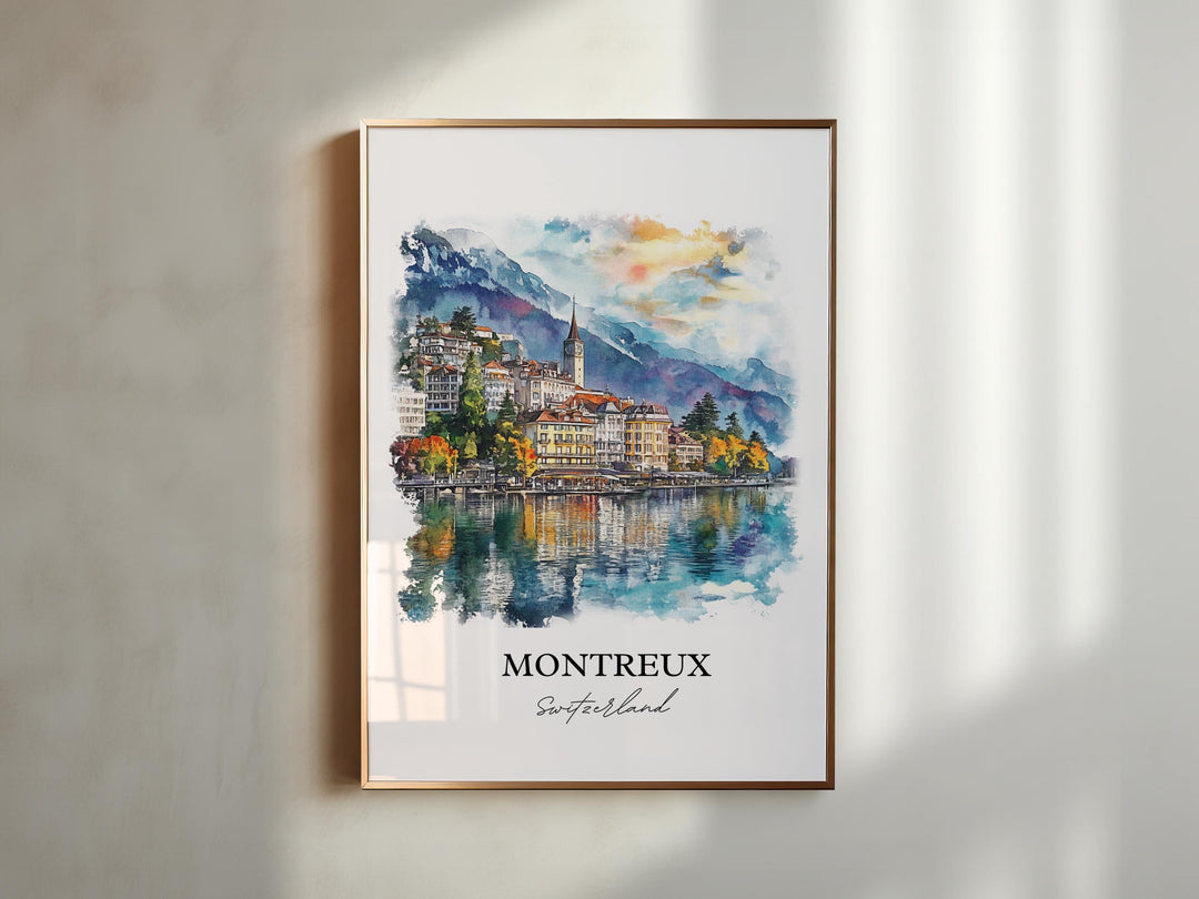 Montreux Travel Print Wall Art Montreux Wall Hanging Home Décor Montreux Gift Art Lovers Switzerland Art Lover Gift Montreux Poster