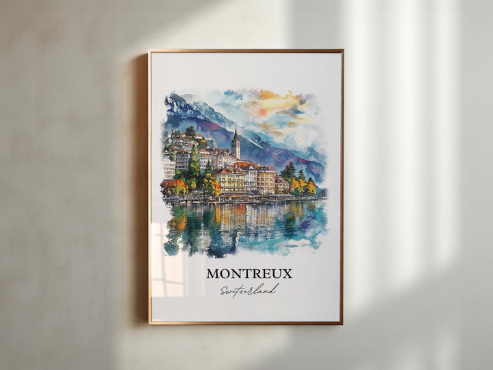 Montreux Travel Print Wall Art Montreux Wall Hanging Home Décor Montreux Gift Art Lovers Switzerland Art Lover Gift Montreux Poster