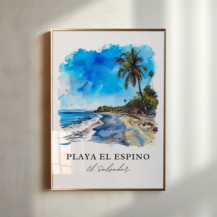 Playa El Espino Art, Playa El Espino Print, El Salvador Watercolor, Playa El Espino Gift,