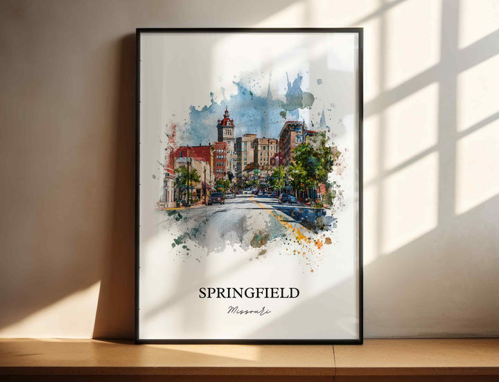 Springfield, Missouri Wall Art, Springfield Print, Missouri Watercolor Art, Missouri Gift, Travel Print, Travel Poster, Housewarming Gift