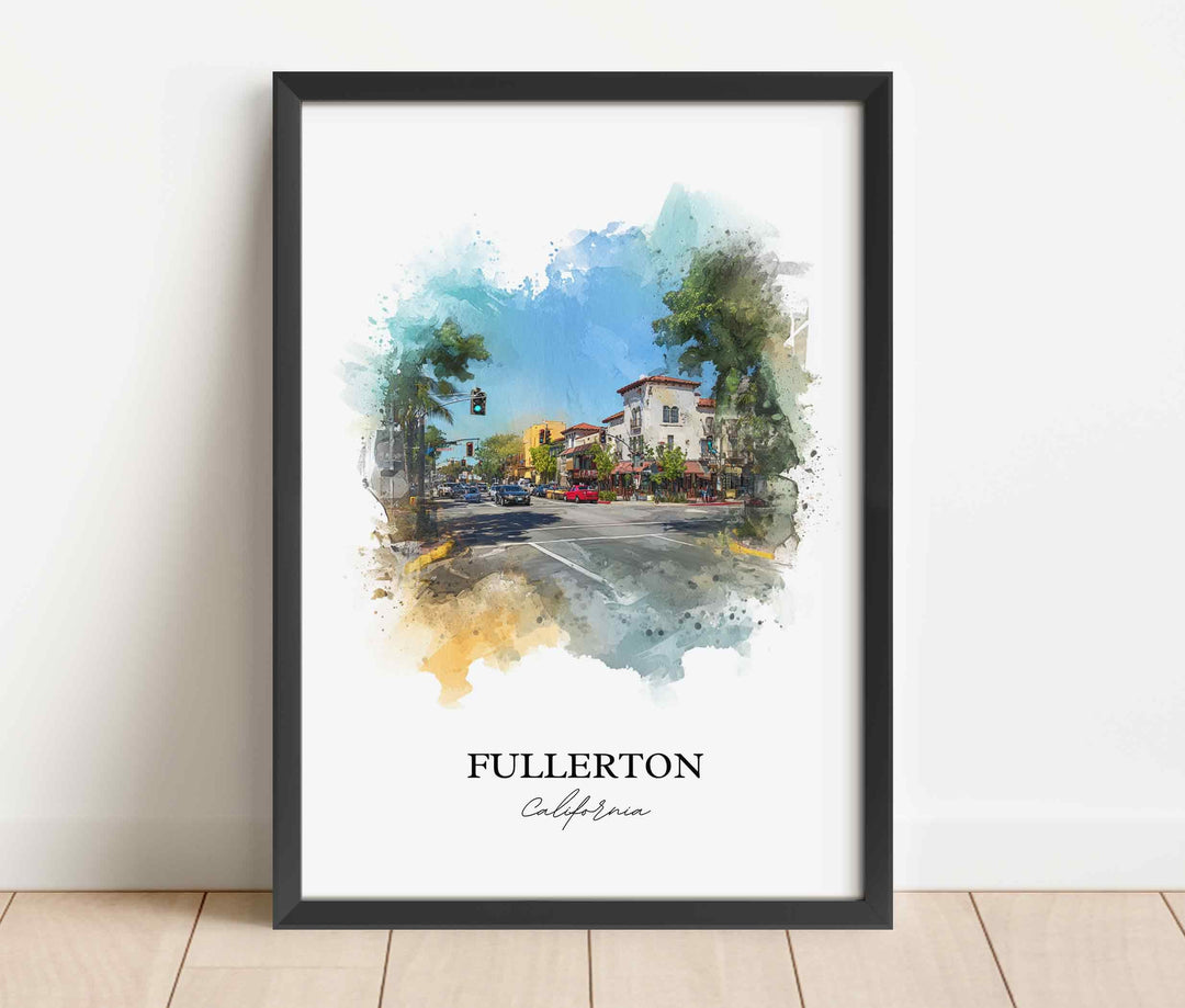 Fullerton, California Wall Art, Fullerton Print, Fullerton Watercolor Art, Orange County Gift, Travel Print, Travel Poster, Housewarming Gift