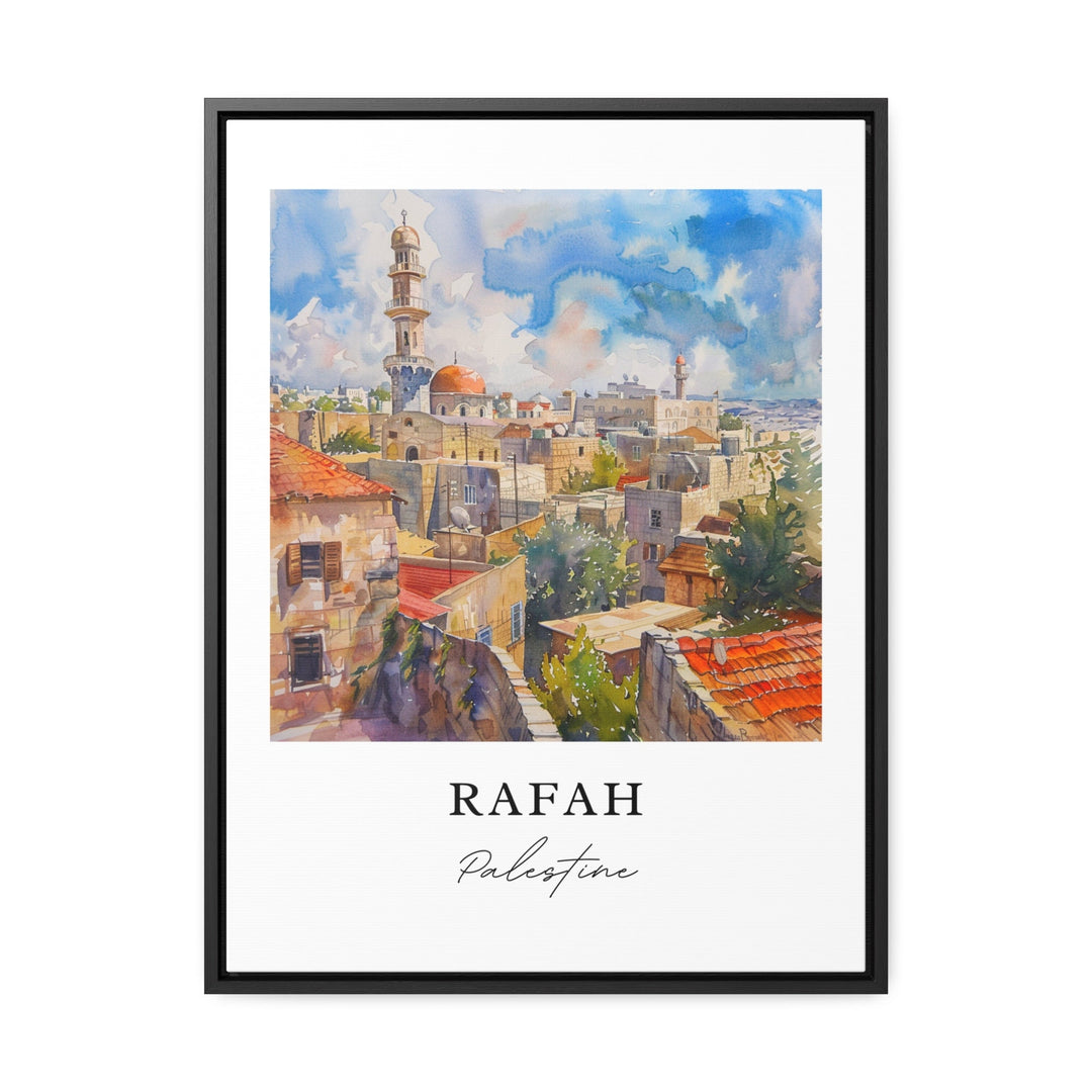 Rafah Palestine Art: Palestine Watercolor Art, Rafah Print, Rafah Gift, Palestine Art, Rafah Skyline, Rafah Pre-War Art