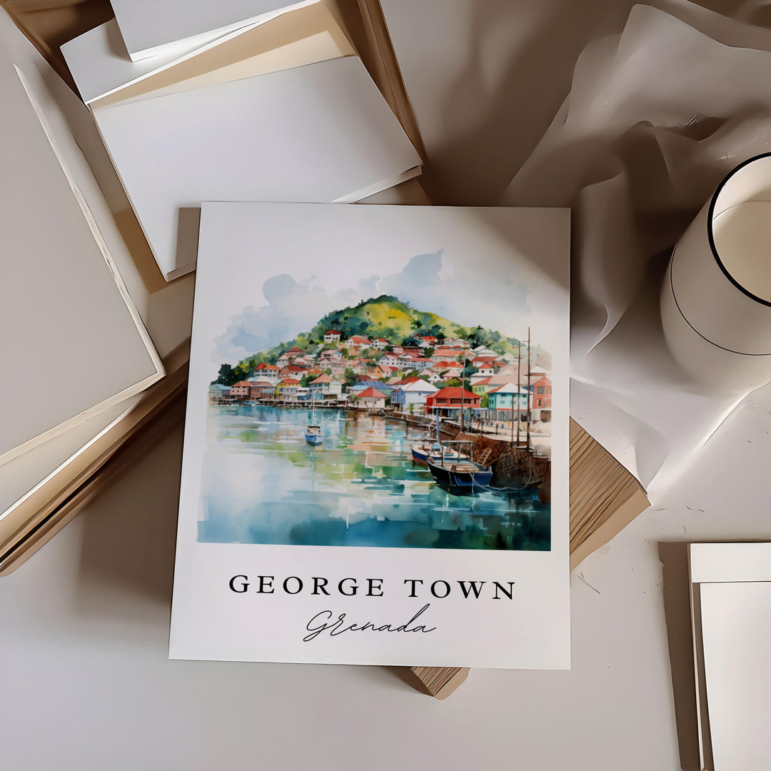 George Town Grenada wall art - Grenada, George Town poster, Grenada Caribbean Wedding gift, Birthday present, Custom Text, Personalized Gift