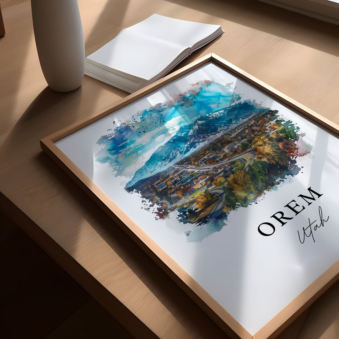 Orem, Utah, Utah – Watercolor Art Print
