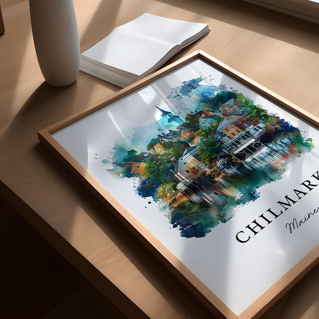 Chilmark MA Wall Art, Marthas Vineyard Print, Chilmark Watercolor Art, Chilmark MA Gift,